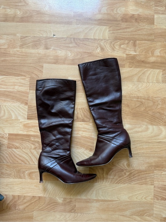 27 EDIT Shoes - 27 EDIT Women's Tall Pointed-Toe Leather Boots in Dark Brown